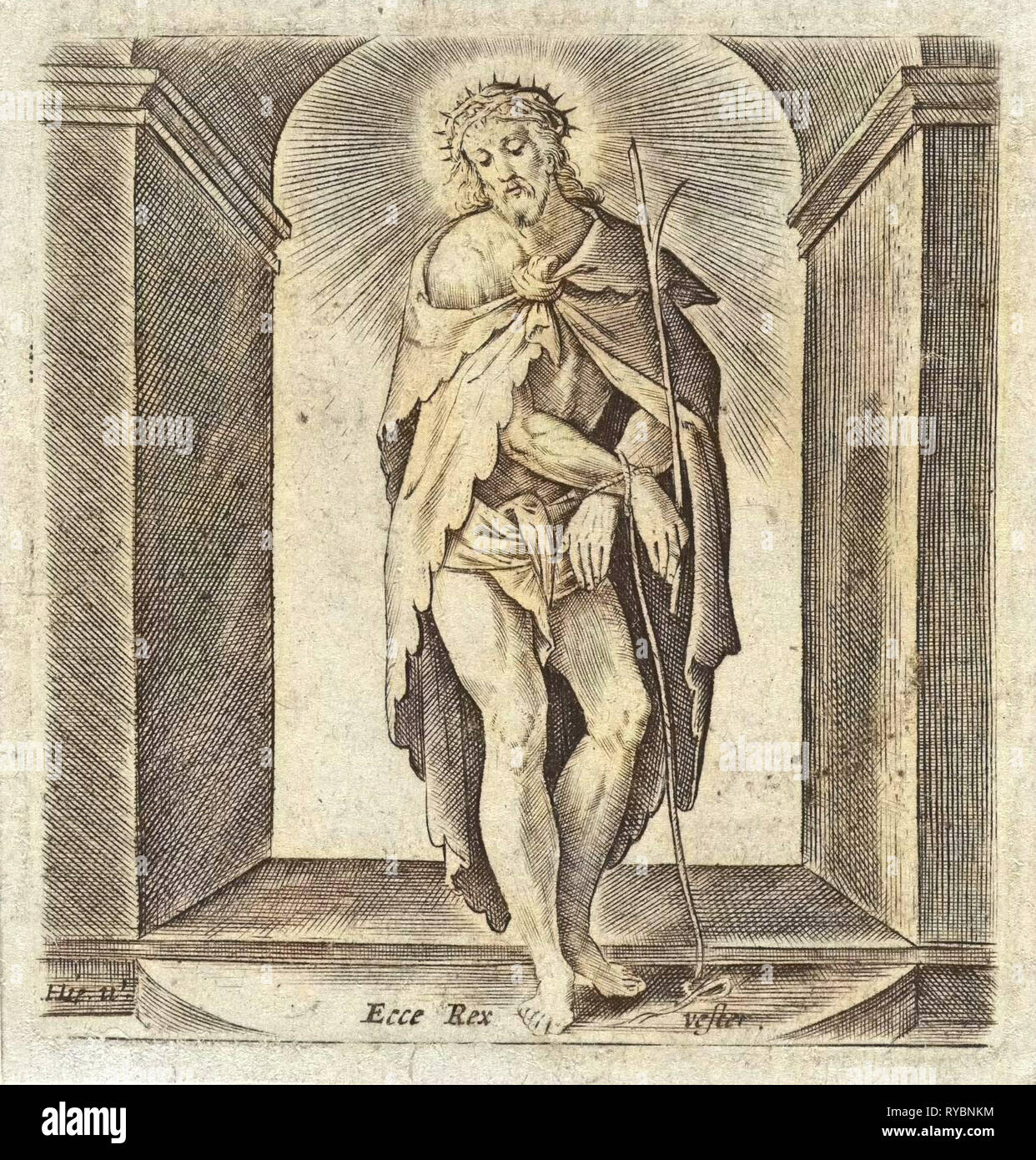 Homme de douleur, Hieronymus Wierix, 1593 Banque D'Images