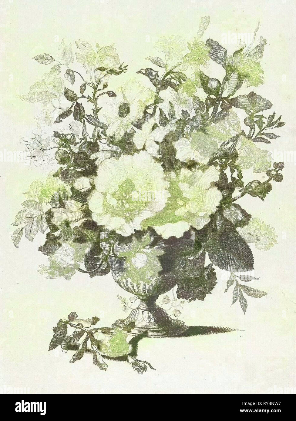 Vase de fleurs en pierre, anonyme, Jean Baptiste Monnoyer, Johan Teyler, 1688 - 1698 Banque D'Images