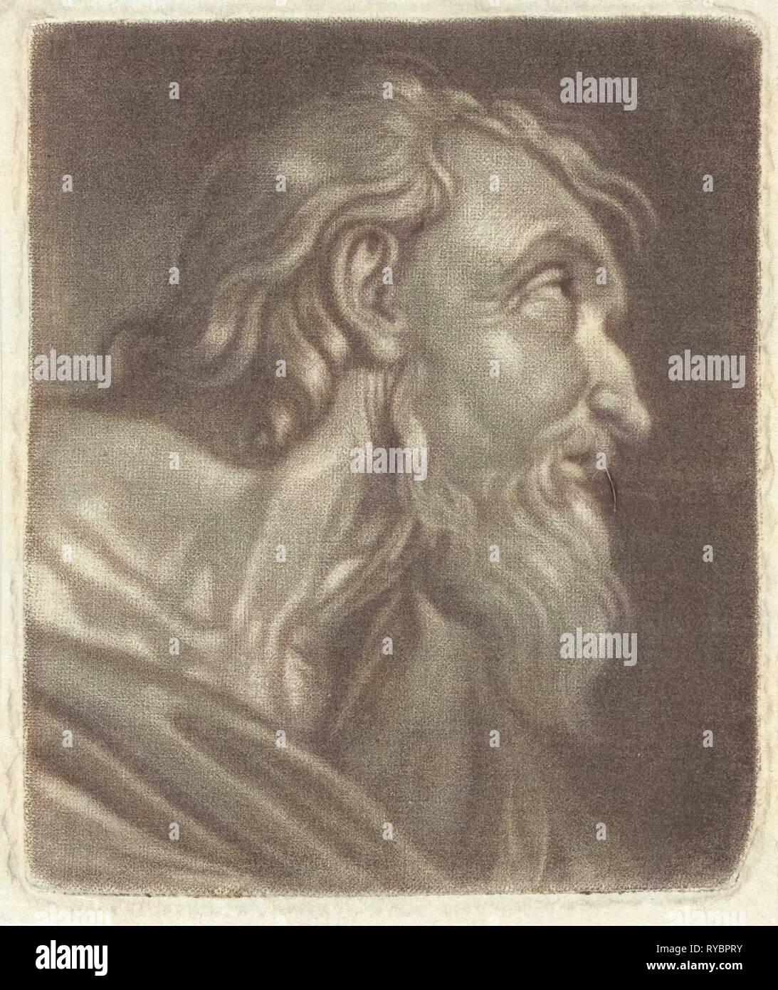 Chef d'un vieil homme, regardant à droite, Anonyme, 1650 - 1800 Banque D'Images