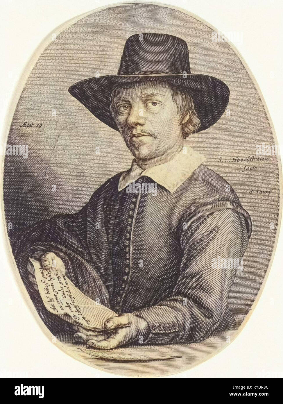 Portrait de l'enseignant et écrivain Theodore nettoyer le bleuet, Salomon Savery, 1637 - 1665 Banque D'Images