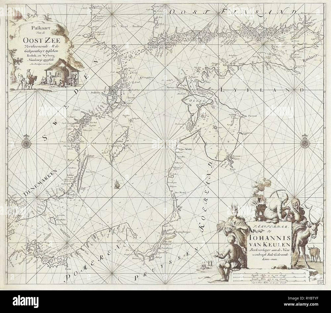 Tableau de la mer de la mer Baltique de Rostock à Vyborg, Jan Luyken, Johannes van Keulen (I), inconnu, 1681 - 1799 Banque D'Images