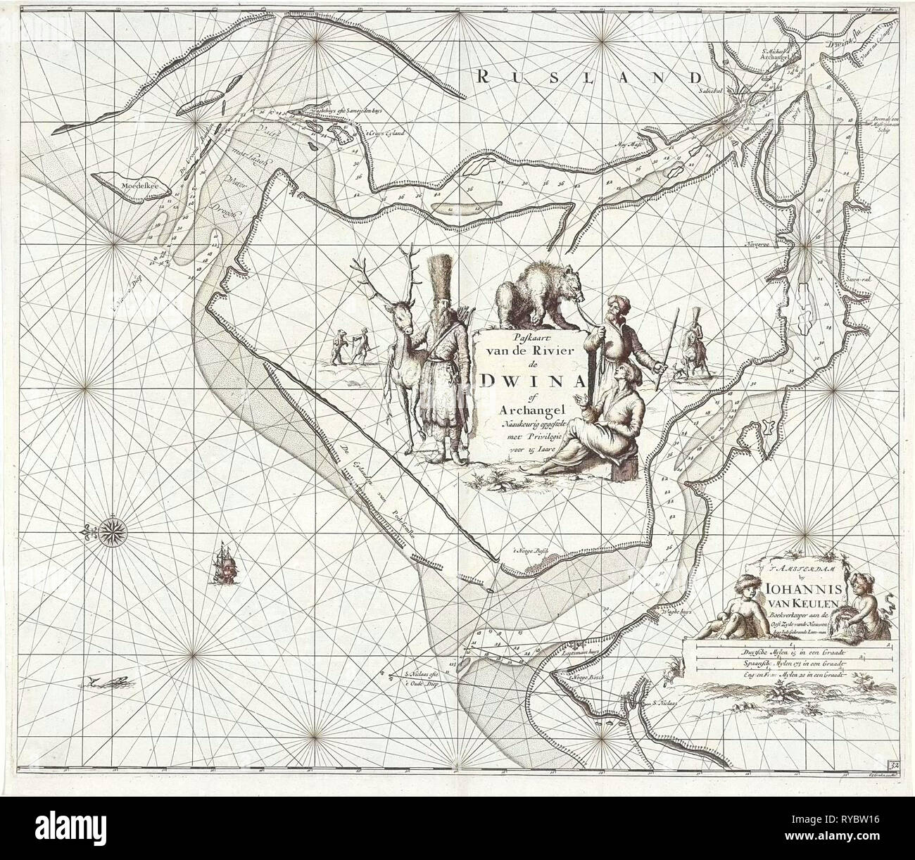 Tableau de la mer du Nord de la rivière Dvina, Russie, Jan Luyken, Johannes van Keulen J, inconnu, 1681-1799 Banque D'Images