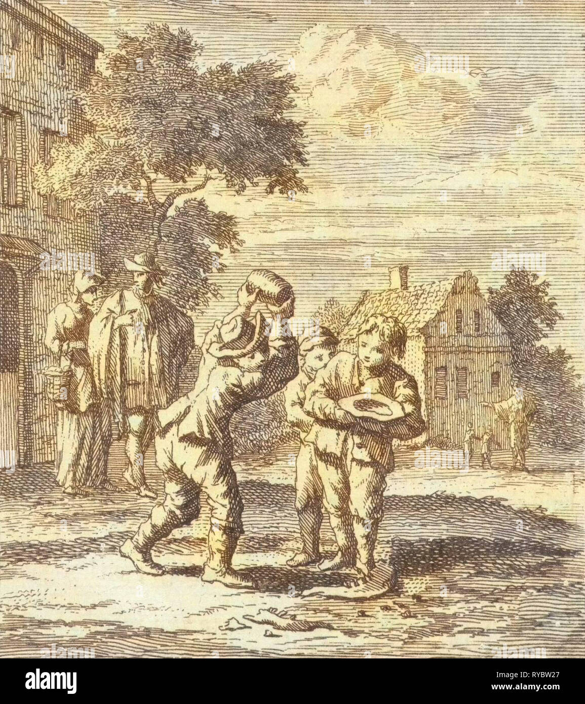 Les enfants jouent un jeu, Zacharie Chatelain (II), Jan Luyken, mer. Pieter Arentsz (II), 1712 Banque D'Images