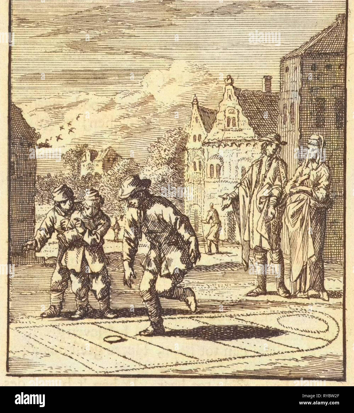 Enfants jouant, Jan Luyken, mer. Pieter Arentsz (II), Cornelis van der Sys, 1712 Banque D'Images