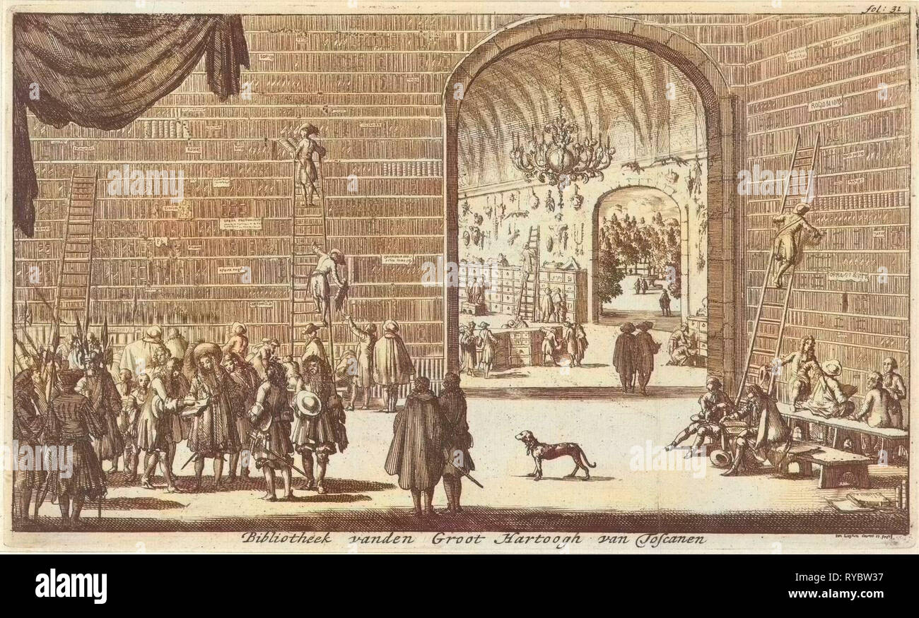 Bibliothèque et curiosités du Grand Duc de Toscane, Jan Luyken, 1689 Banque D'Images