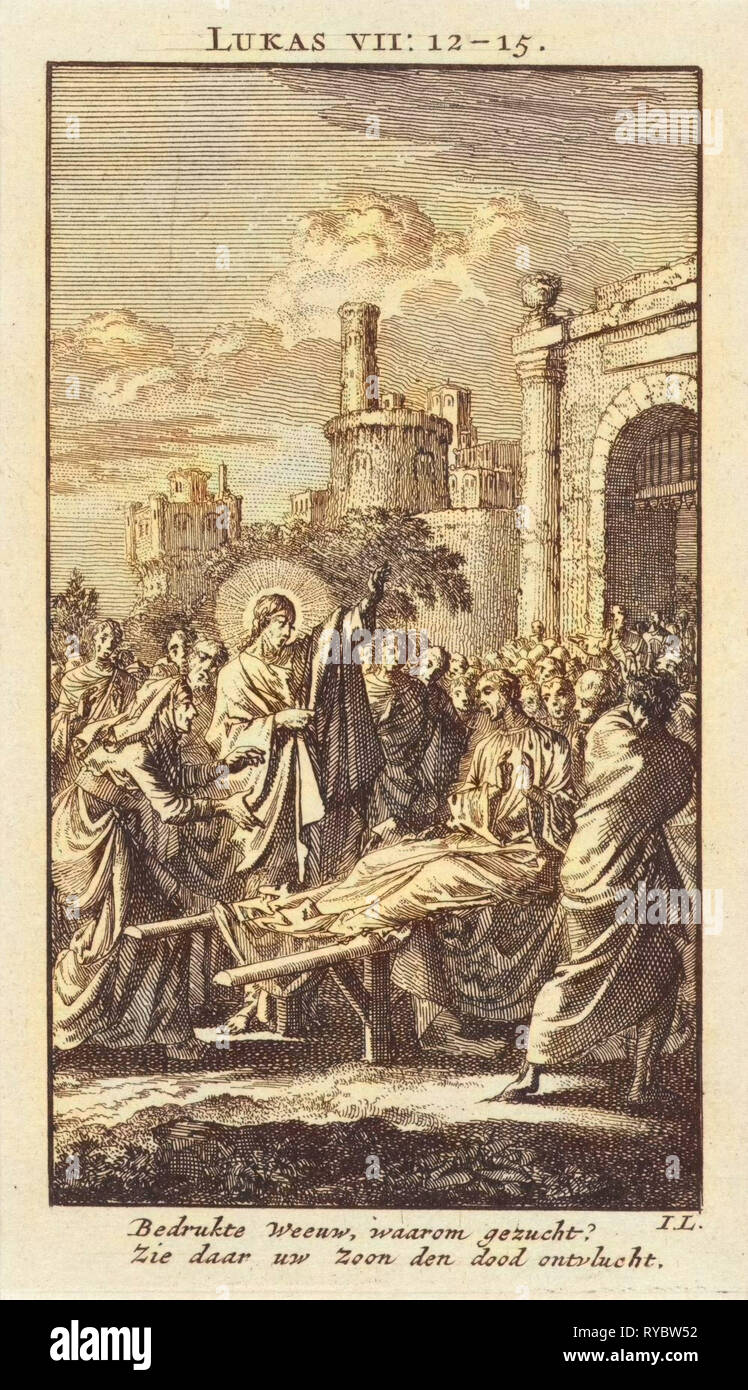 Génération du fils de la veuve de Naïm, Jan Luyken, mer. Arentsz & Pieter Cornelis van der Sys (II), 1712 Banque D'Images