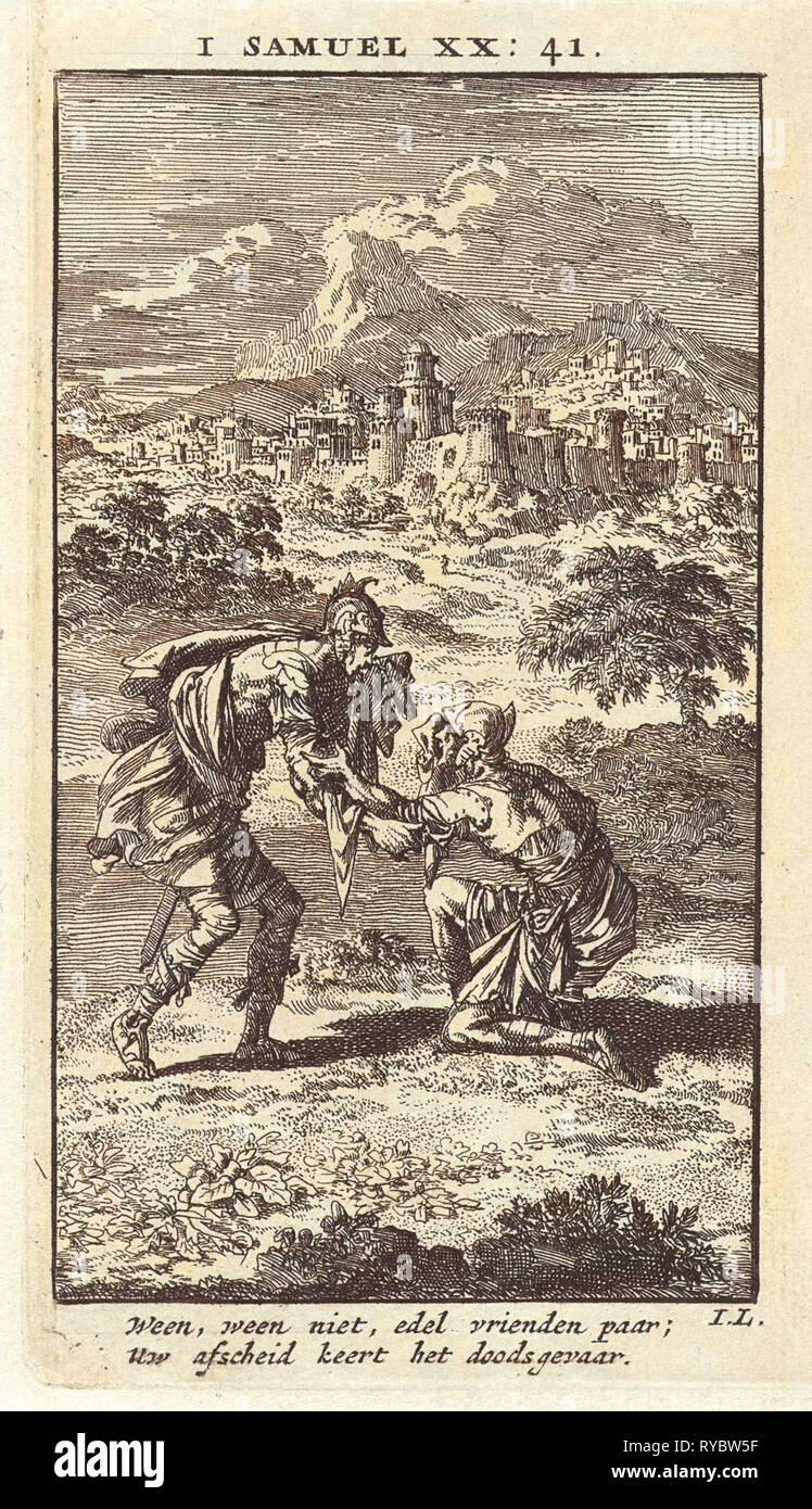 Au revoir à David et Jonathan, Jan Luyken, mer. Arentsz & Pieter Cornelis van der Sys (II), 1712 Banque D'Images