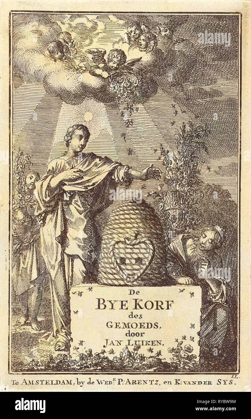 Page de titre de Jan Luyken 'Le Bykorf d'esprit', 1711, Jan Luyken, mer. Arentsz & Pieter Cornelis van der Sys (II), 1711 Banque D'Images