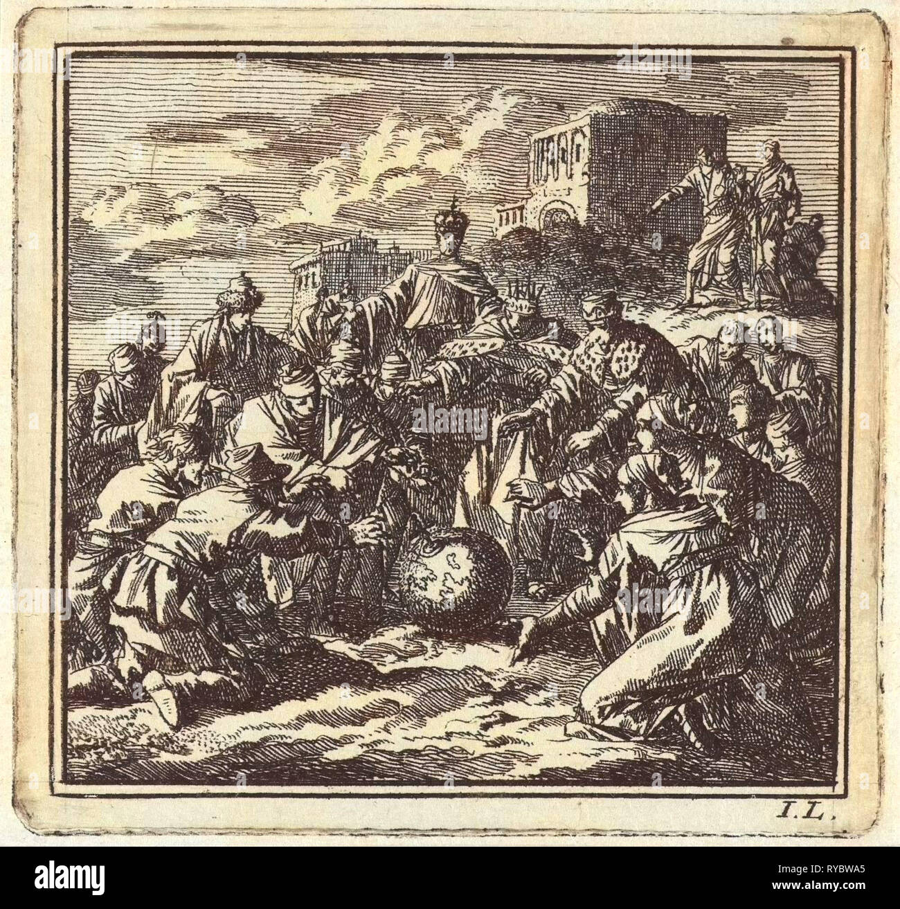 Les gens de toutes sortes pour atteindre le globe, Jan Luyken, mer. Arentsz & Pieter Cornelis van der Sys (II), 1710 Banque D'Images