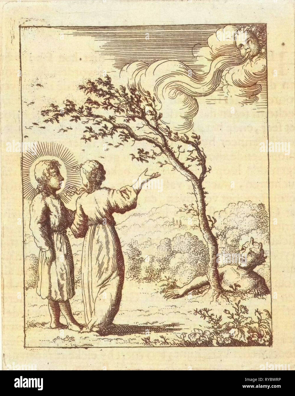 Le Christ et l'âme incarnée dans une tempête, Jan Luyken, Pieter Arentsz (II), 1678 - 1687 Banque D'Images