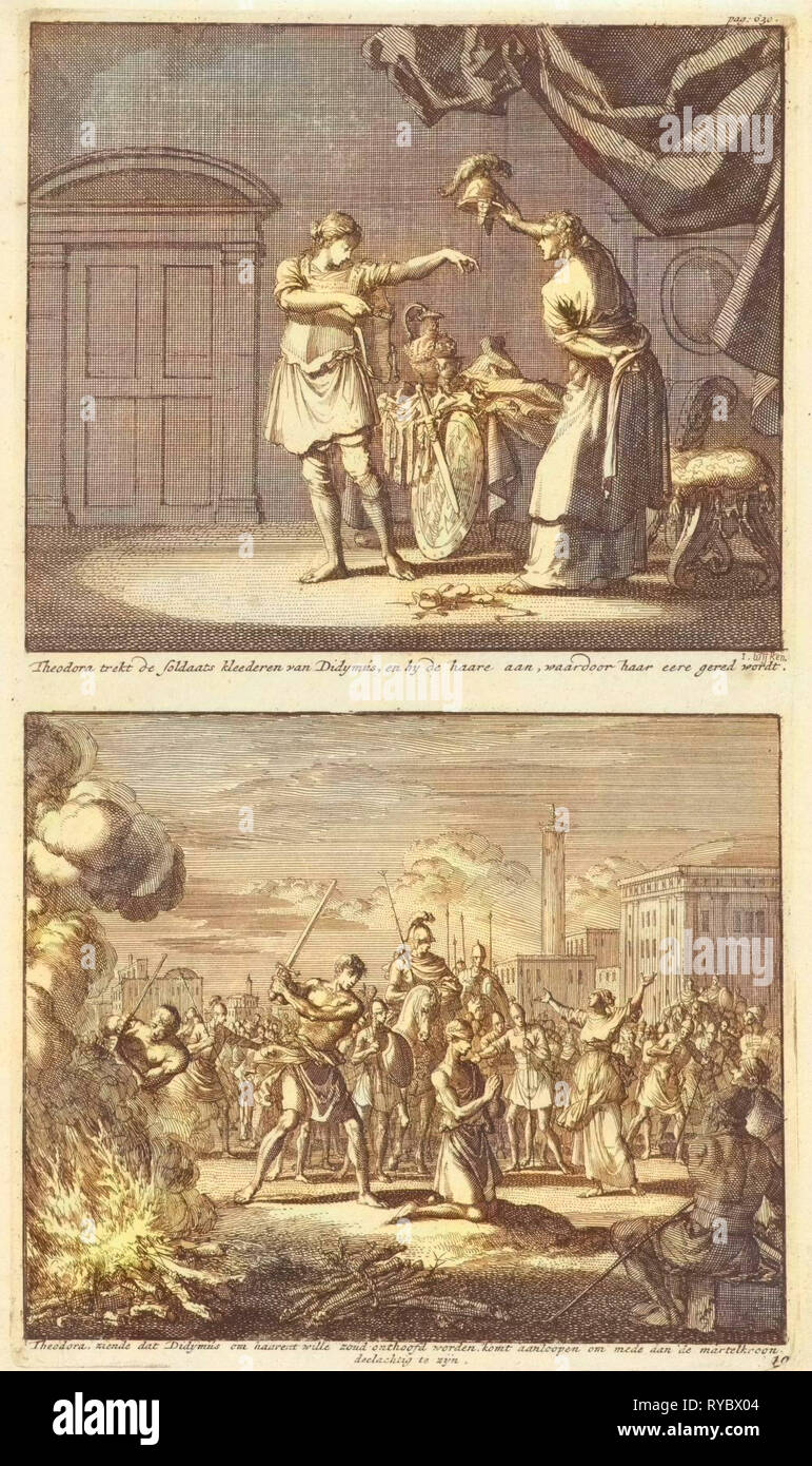 Theodora et saint Didyme est libérée par le martyre de saint Theodora et Didyme, Jan Luyken, Jacobus van Hardenberg, Barent Visscher, 1700 Banque D'Images