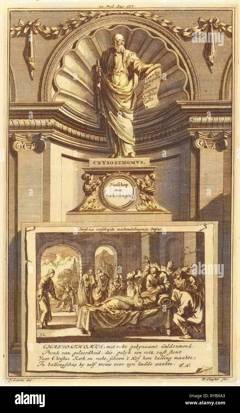 H Jean Chrysostome, père de l'Église, Jan Luyken, Zacharie Chatelain (II), François Halma, 1698 Banque D'Images H Jean Chrysostome, père de l'Église, Jan Luyken, Zacharie Chatelain (II), François Halma, 1698 Banque D'Images
