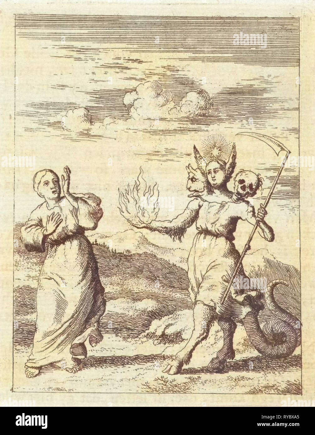 L'âme incarnée se réunit le péché, Jan Luyken, Pieter Arentsz (II), 1678 - 1687 Banque D'Images