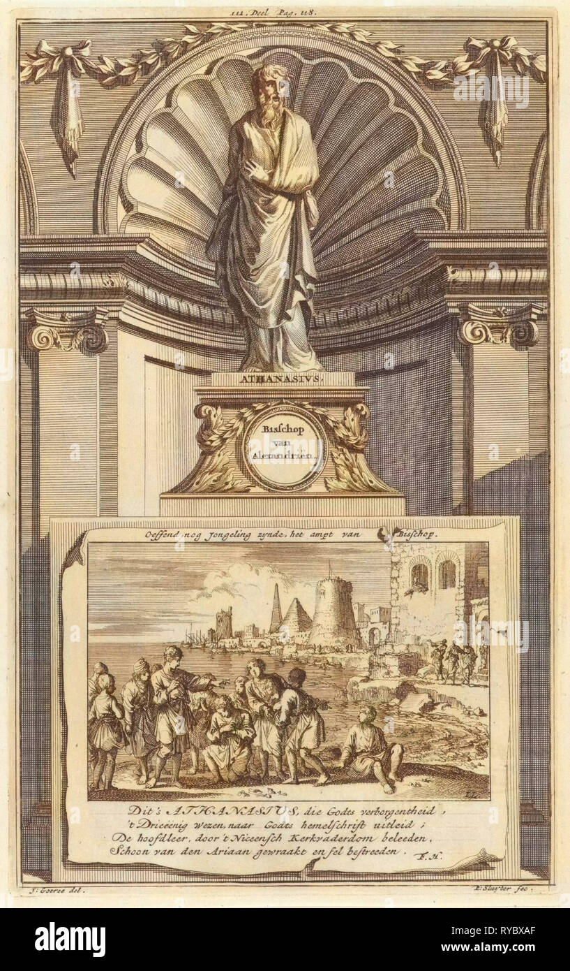 Saint Athanase d'Alexandrie, père de l'Église, Jan Luyken, Zacharie Chatelain II, François Halma, 1698 Banque D'Images Saint Athanase d'Alexandrie, père de l'Église, Jan Luyken, Zacharie Chatelain II, François Halma, 1698 Banque D'Images