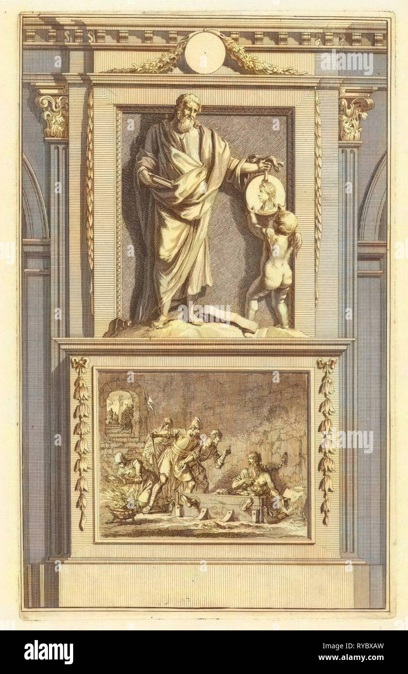 Père de l'église Origène, Jan Luyken, Zacharie Chatelain (II), Jan Goeree, 1698 Banque D'Images