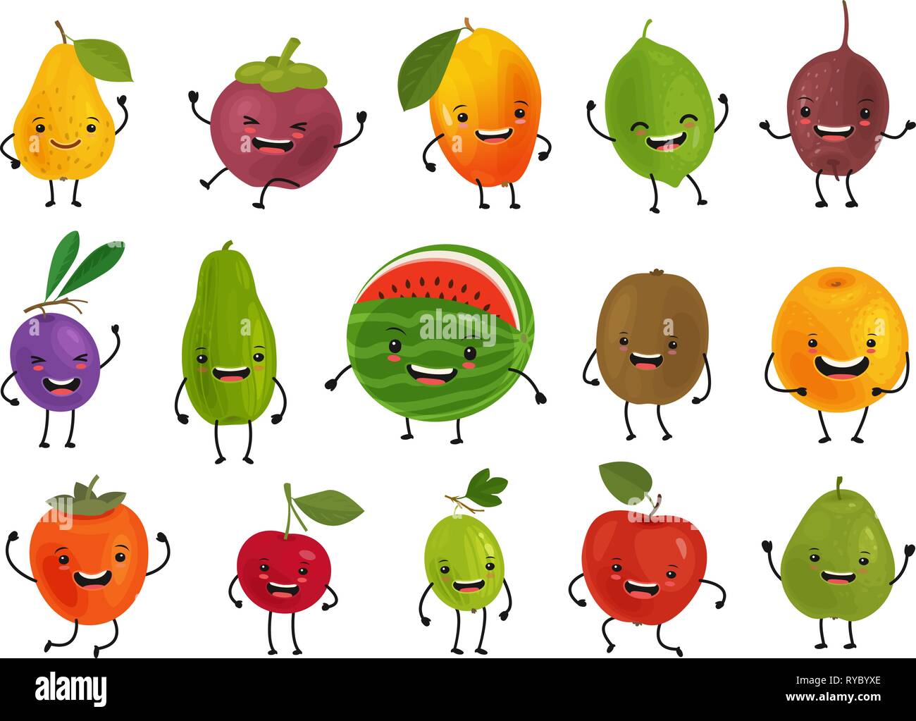 Ribambelle de fruits. Concept d'aliments frais. Cartoon vector illustration Illustration de Vecteur