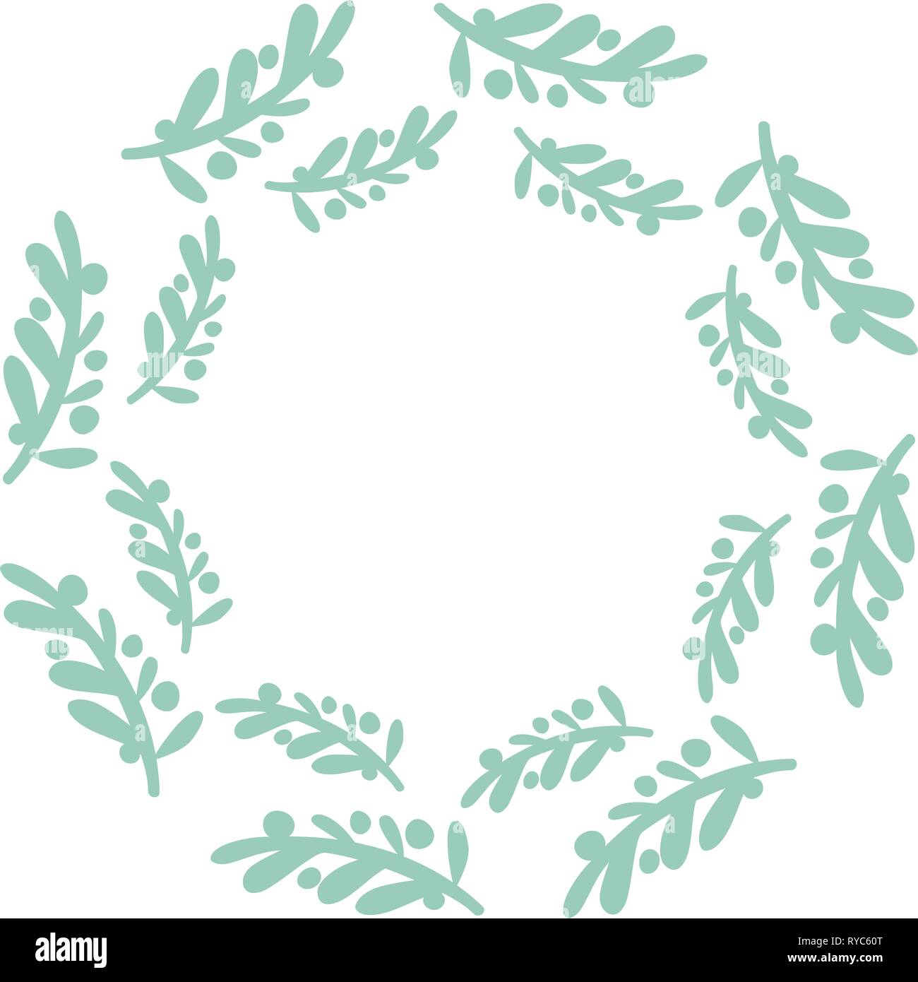 Hand drawn vector olive ronde cadre. Couronne de fleurs avec des feuilles, des baies, des branches d'éléments décoratifs pour la conception. Encre, vintage et rustique. Illustration de Vecteur