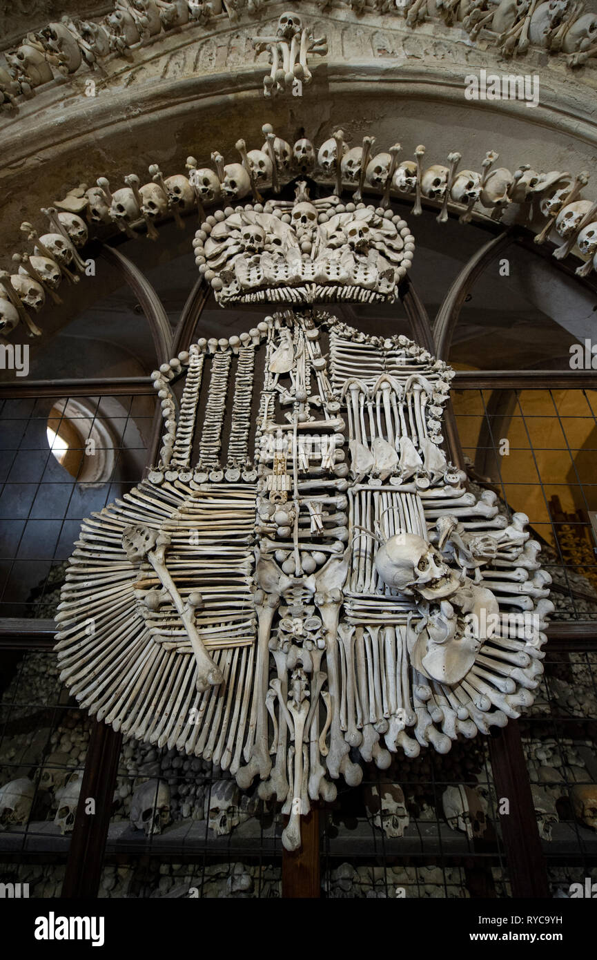 L'ossuaire de Sedlec ou église d'os à Kutná Hora, Prague, République Tchèque Banque D'Images