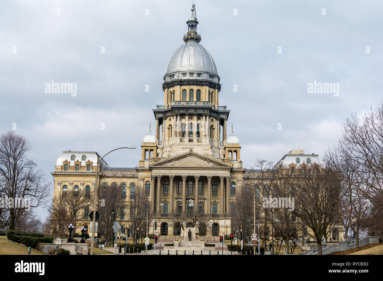 La lumière du matin sur le State Capitol building à Springfield, Illinoi Banque D'Images