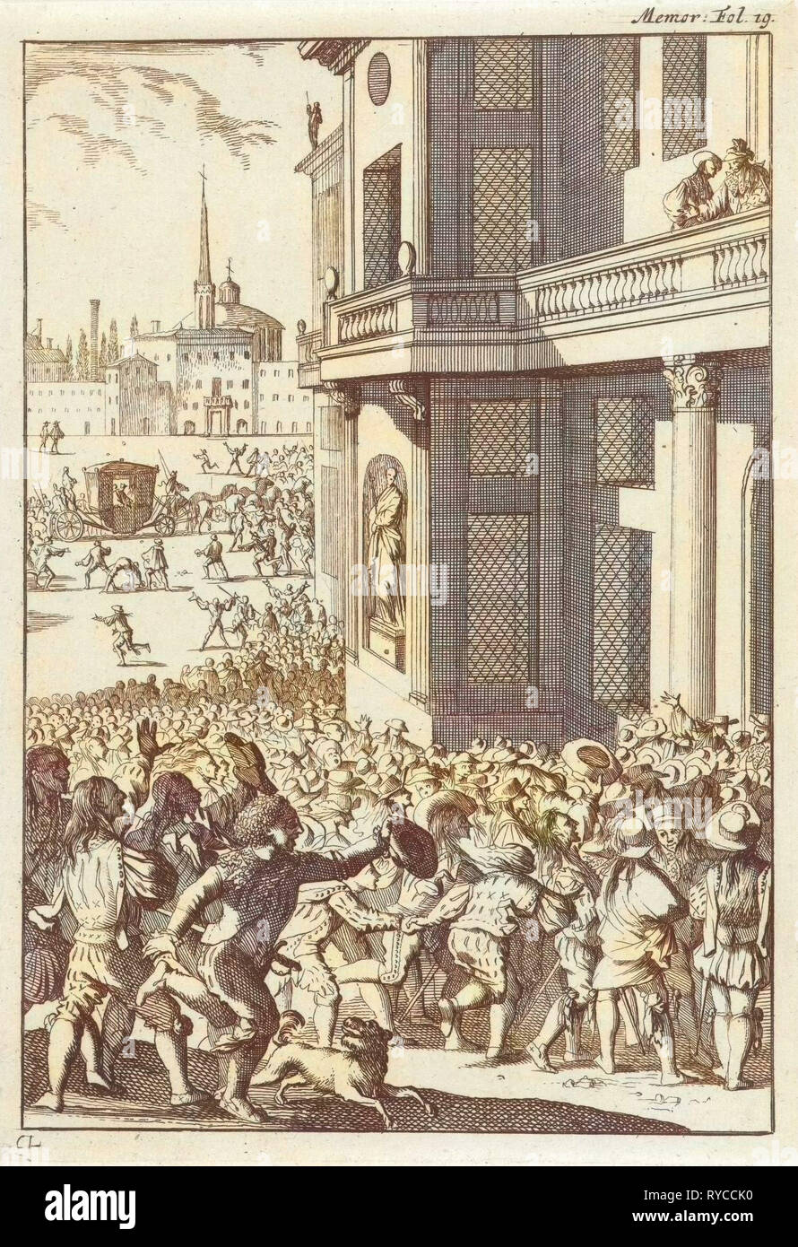 Grand soulèvement populaire devant le palais de Madrid, Espagne, imprimer bouilloire : Caspar Luyken, Willem Broedelet, 1696 Banque D'Images Grand soulèvement populaire devant le palais de Madrid, Espagne, imprimer bouilloire : Caspar Luyken, Willem Broedelet, 1696 Banque D'Images