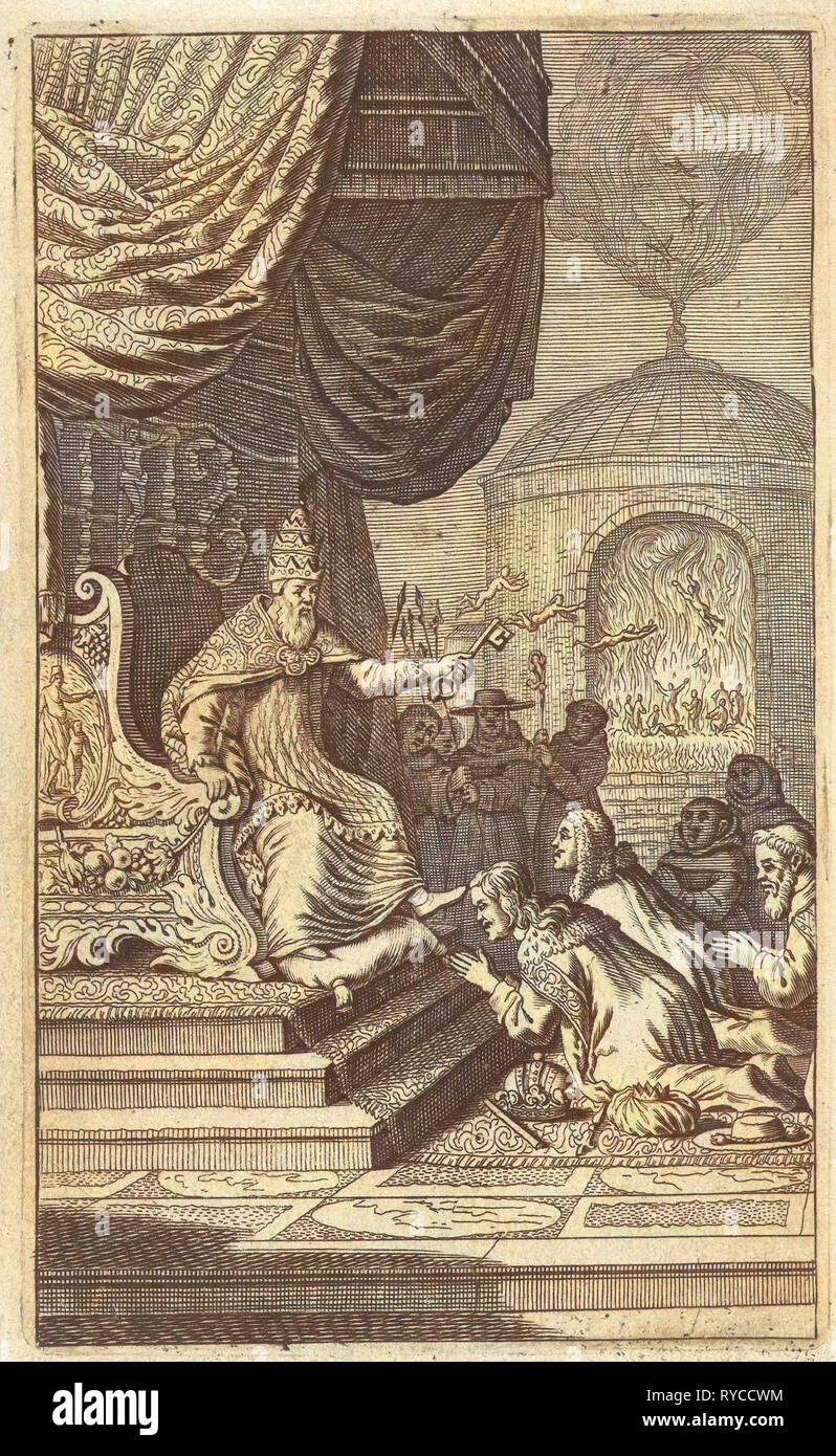 Princes séculiers s'agenouillant devant le Pape, anonyme, Samuel van Hoogstraten, Michiel de Groot, 1671 Banque D'Images
