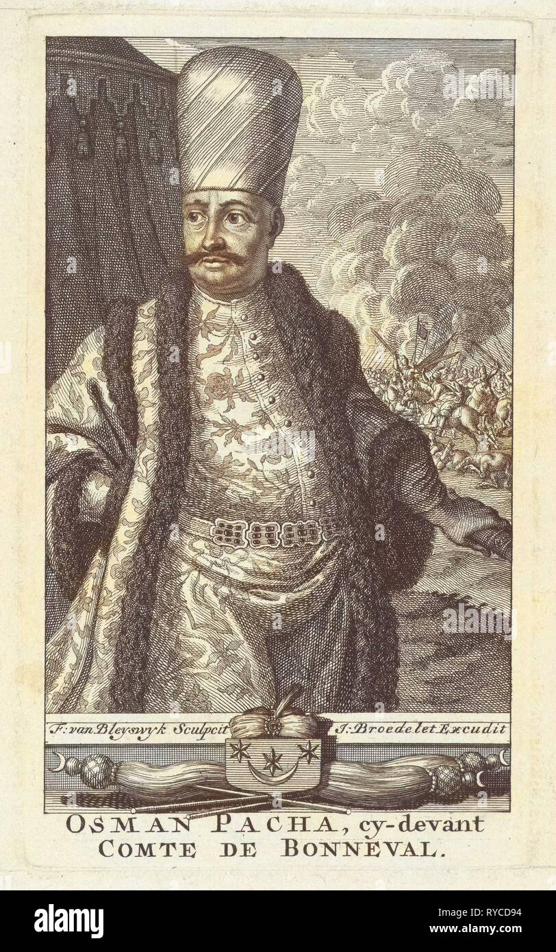 Portrait d'Osman Pascha comme général des troupes turques. François van Bleyswijck, Johannes Broedelet, 1681 - 1746 Banque D'Images