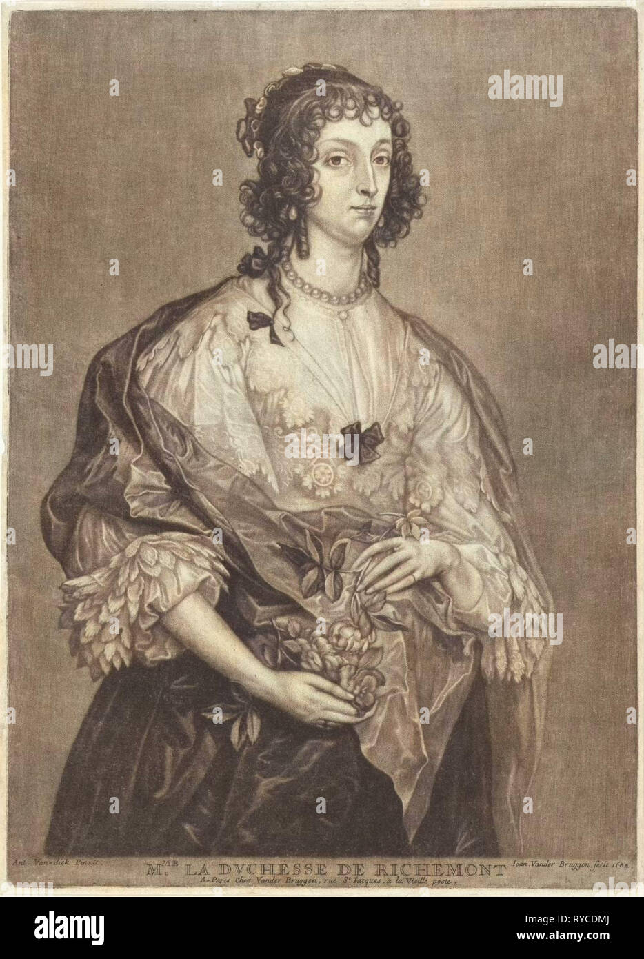 Portrait de Mary, duchesse de Richmond, Jan van der Bruggen, 1682 Banque D'Images