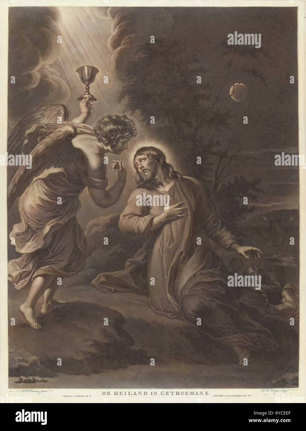 Le Christ au jardin de Gethsémani. Charles Howard Hodges, Evert Maaskamp, 1808 Banque D'Images