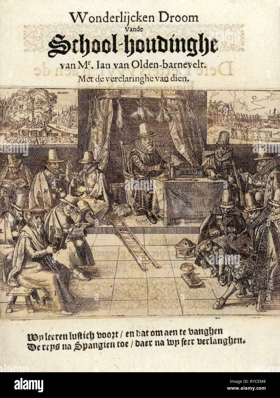Imprimer titre de la brochure en 1618, intitulé 'Wonderlijcken houdinghe-École Vande Droom van M. Jan van Oldenbarnevelt', Anonyme, 1618 Banque D'Images