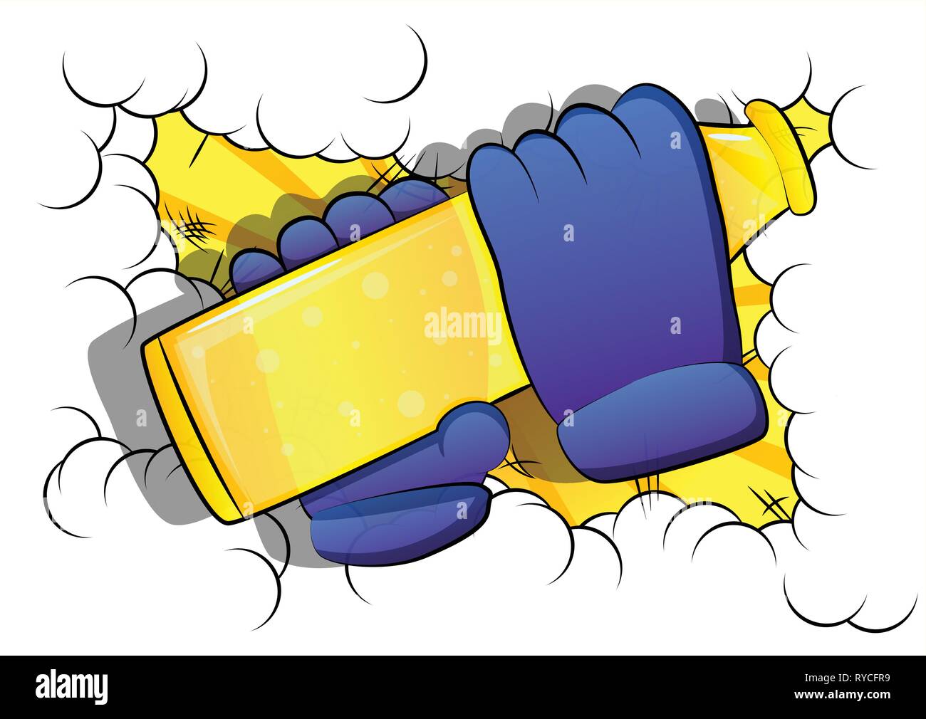 Vector cartoon mains tenant une bière. Signe illustré sur fond de bande dessinée. Illustration de Vecteur