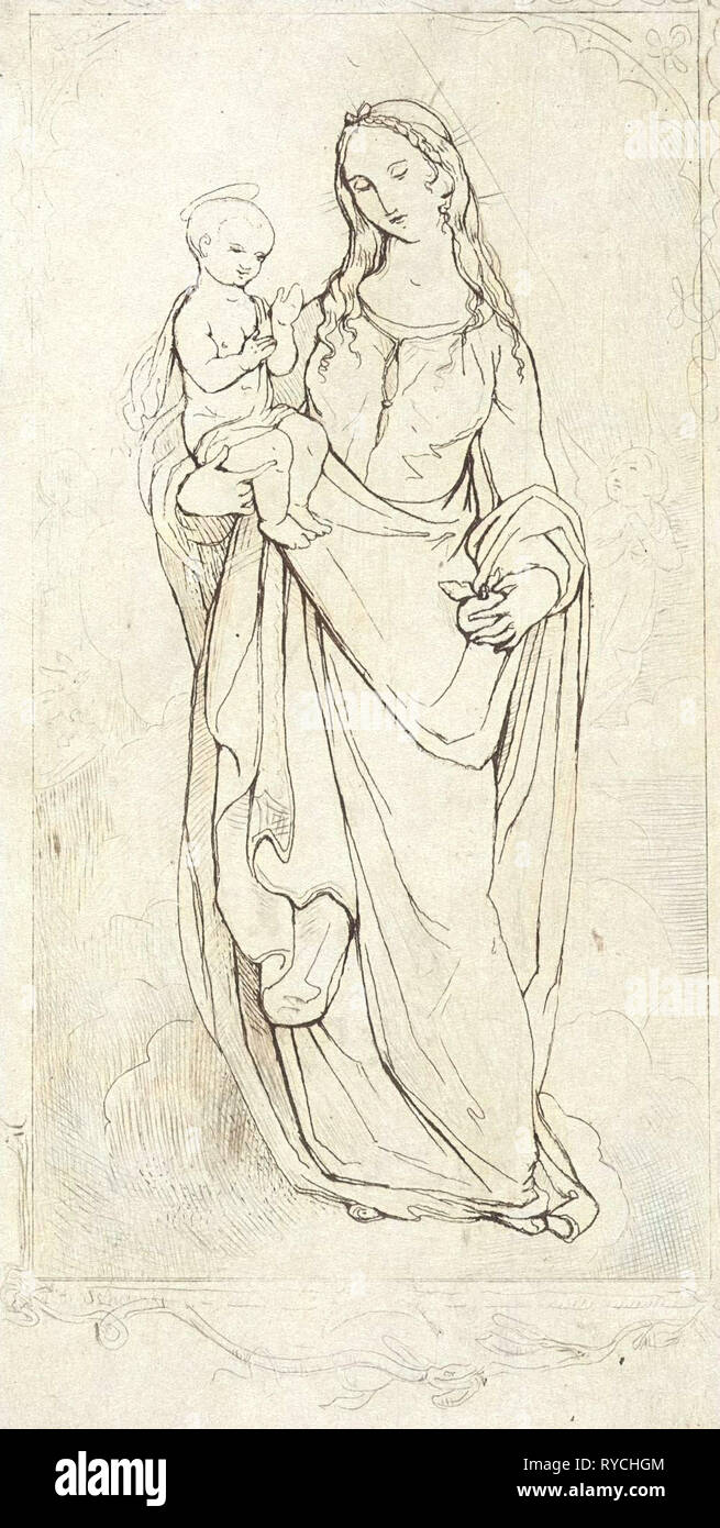 Vierge Marie et l'enfant Christ, Theodoor Schaepkens, 1825-1883 Banque D'Images