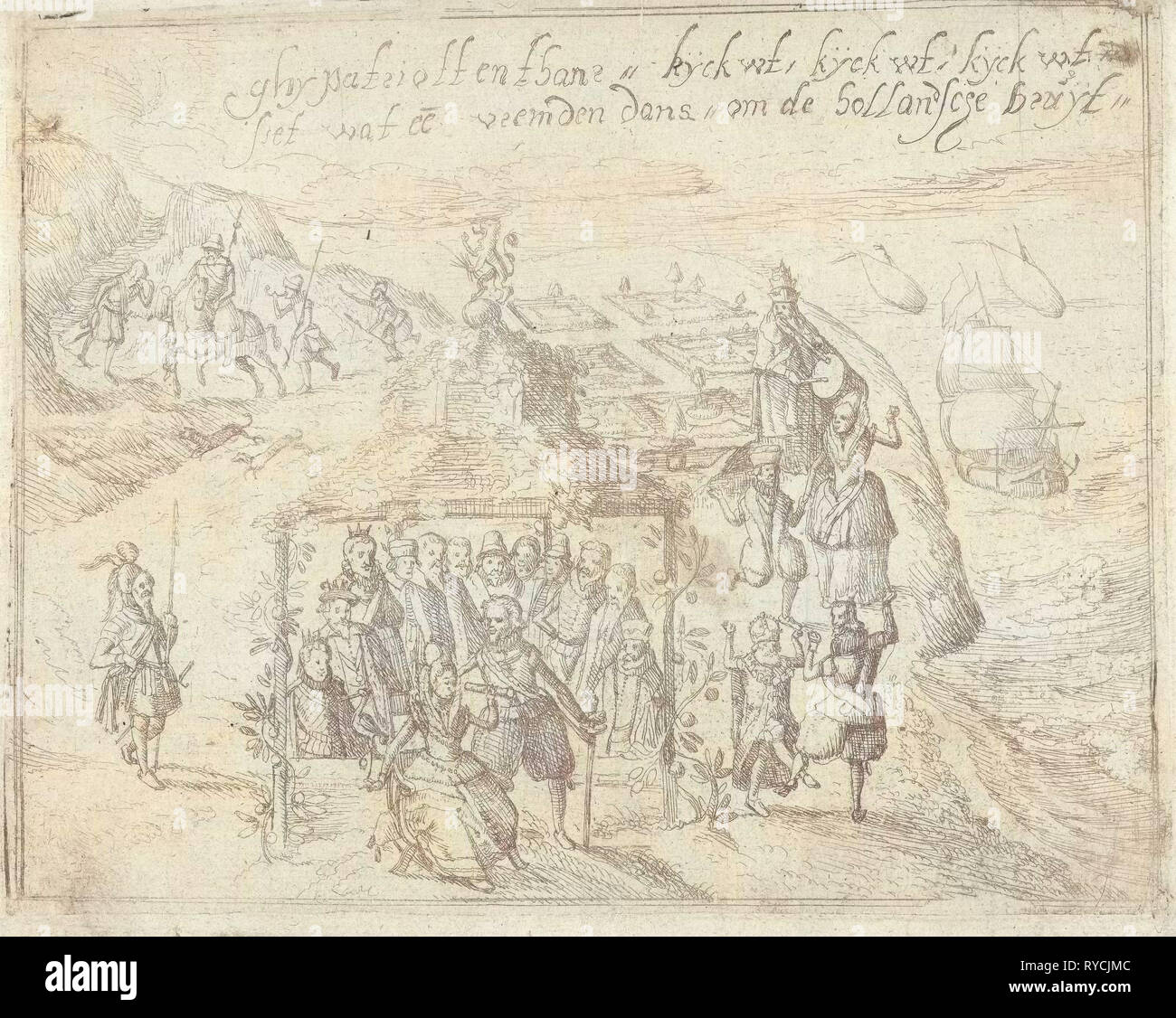 Pour l'impression de titre brochure, Ghy Patriotten thans kijck kijck use, use, Siet wat een vreemden in om de Hollandtsche Bruut, Anonyme, 1615 Banque D'Images
