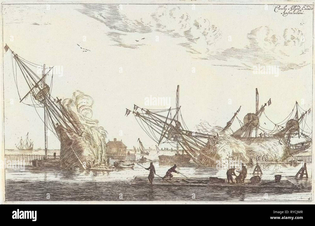 L'étanchéité de la coque des navires, flûte trois Reinier Nooms, 1650 - avant 1705, ou la flûte, flûte le fluit, est un type de navire à voile Banque D'Images