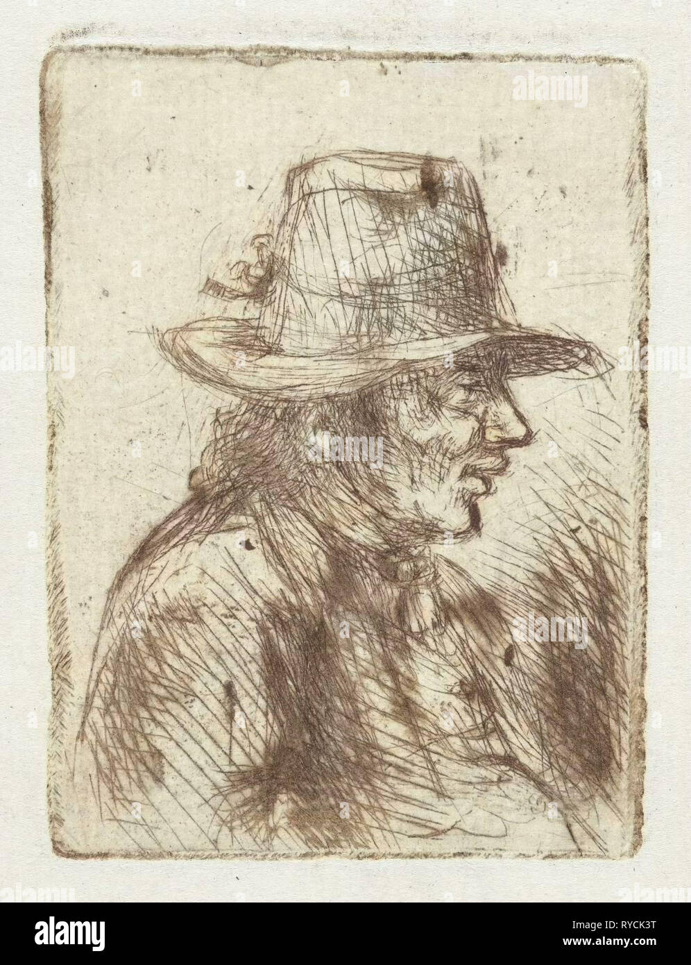 Homme avec chapeau, Jan Chalon, 1748 - 1795 Banque D'Images