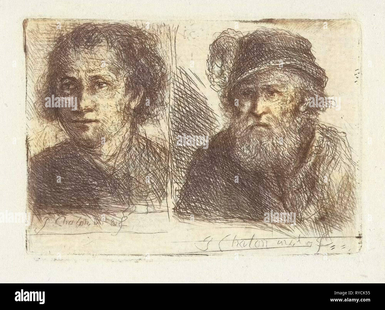 Deux hommes, Jan Chalon, 1748 - 1795 Banque D'Images