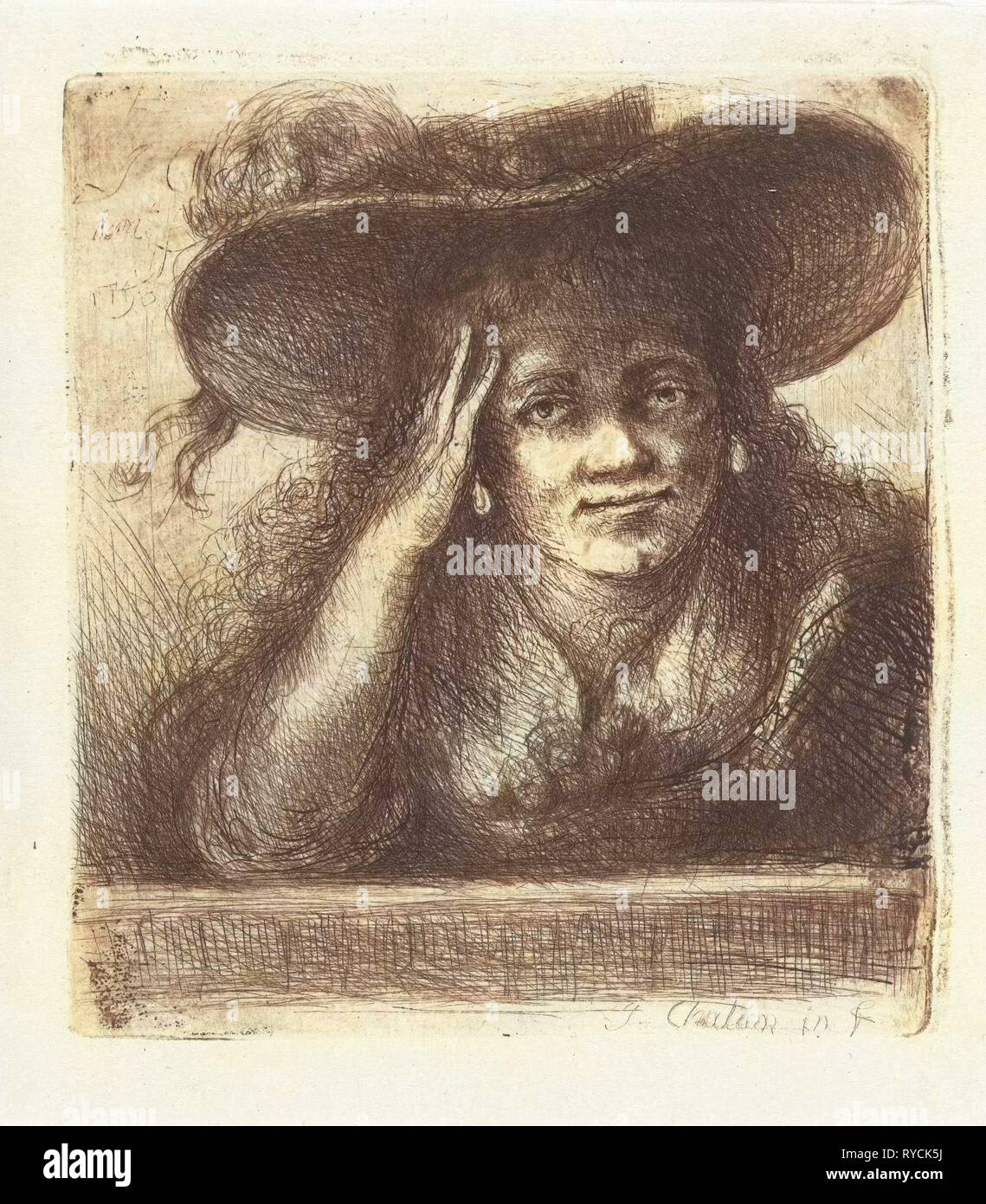 Femme avec grand chapeau rond, Jan Chalon, 1790 Photo Stock - Alamy