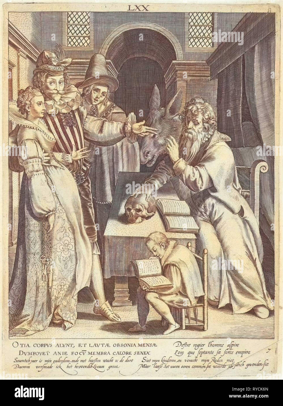 Septième vie de soixante-dix ans, homme, et qui donne à ses enfants, l'avocat d'Assuerus Londerseel, Nicolaes de Bruyn, 1598-1602 Banque D'Images