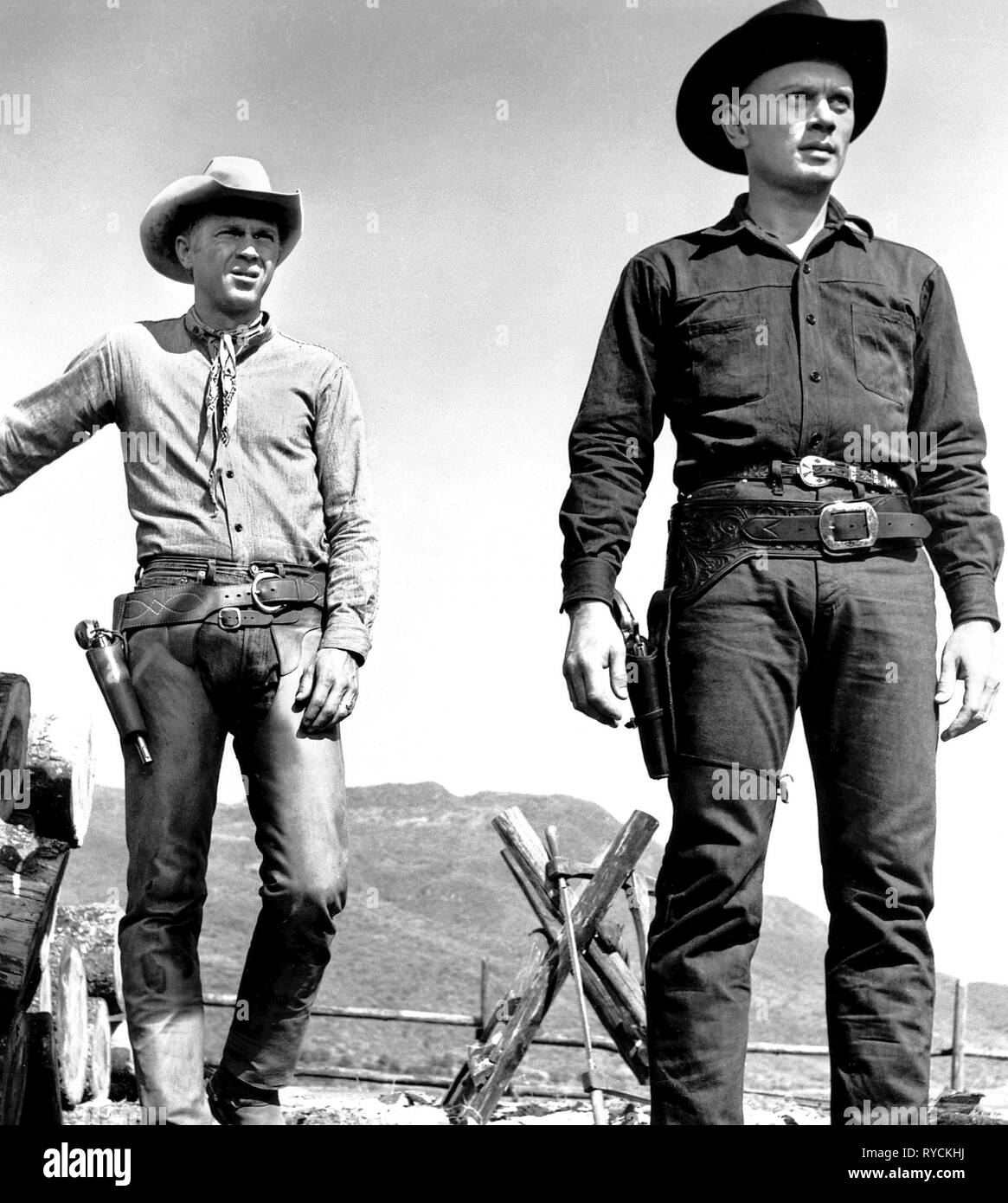 STEVE MCQUEEN, Yul Brynner, The Magnificent Seven, 1960 Banque D'Images