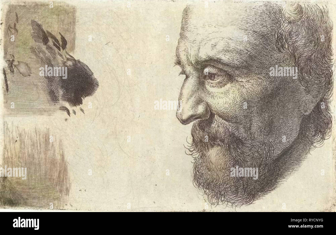 Visage d'un vieil homme de profil, Johannes Mock, 1810 - 1884 Banque D'Images