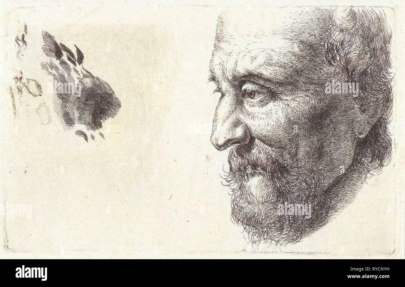 Visage d'un vieil homme de profil, Johannes Mock, 1810 - 1884 Banque D'Images