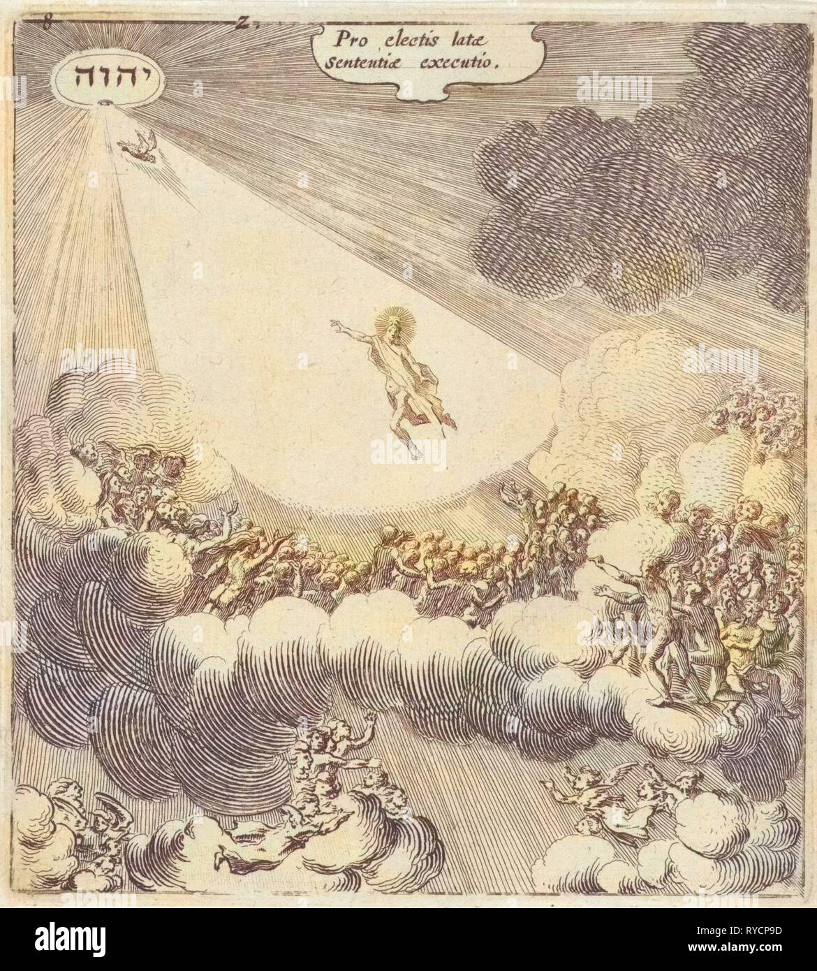 Les élus sont avec l'aide des anges, retour au Christ, dirigé vers le haut, l'impression bouilloire : Gillis van Scheyndel (I), datant de 1625 Banque D'Images
