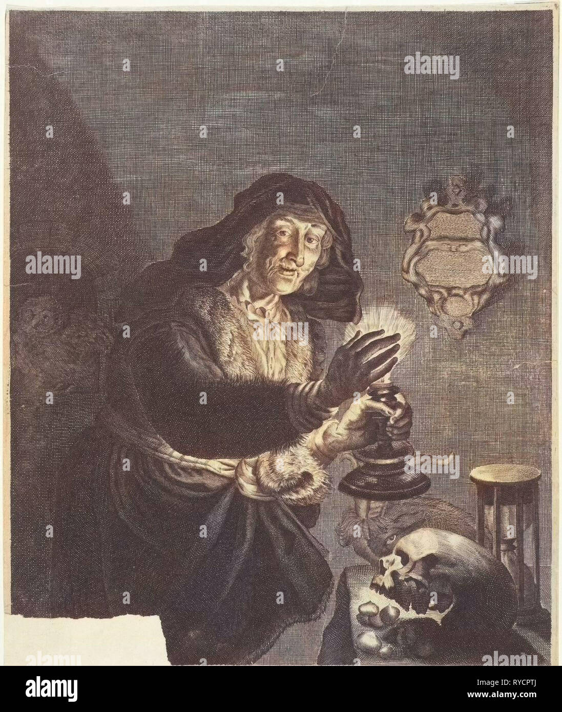 Vieille Femme à la chandelle, Albert, Haelwegh imprimer bouilloire : Anonyme, Joachim von Sandrart, dans ou après 1645 - 1723 Banque D'Images