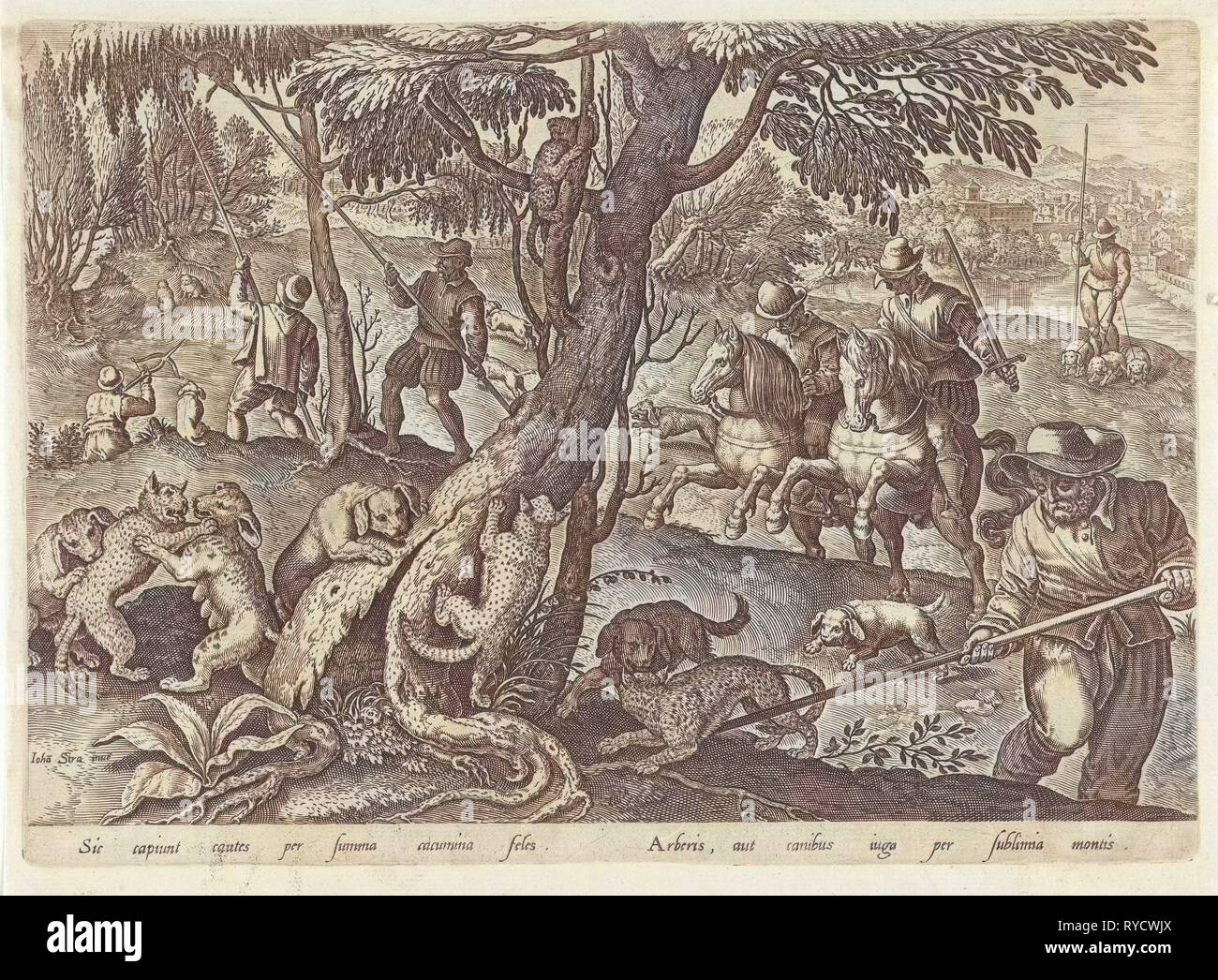 La chasse les chats sauvages, Philips Galle, 1578 Banque D'Images
