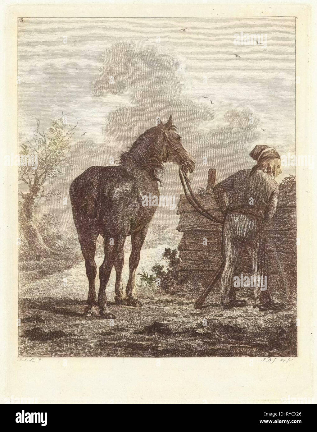 Soldat avec cheval, Joannes Bemme, Jan Anthonie Lagendijk Dzn, 1802 Banque D'Images