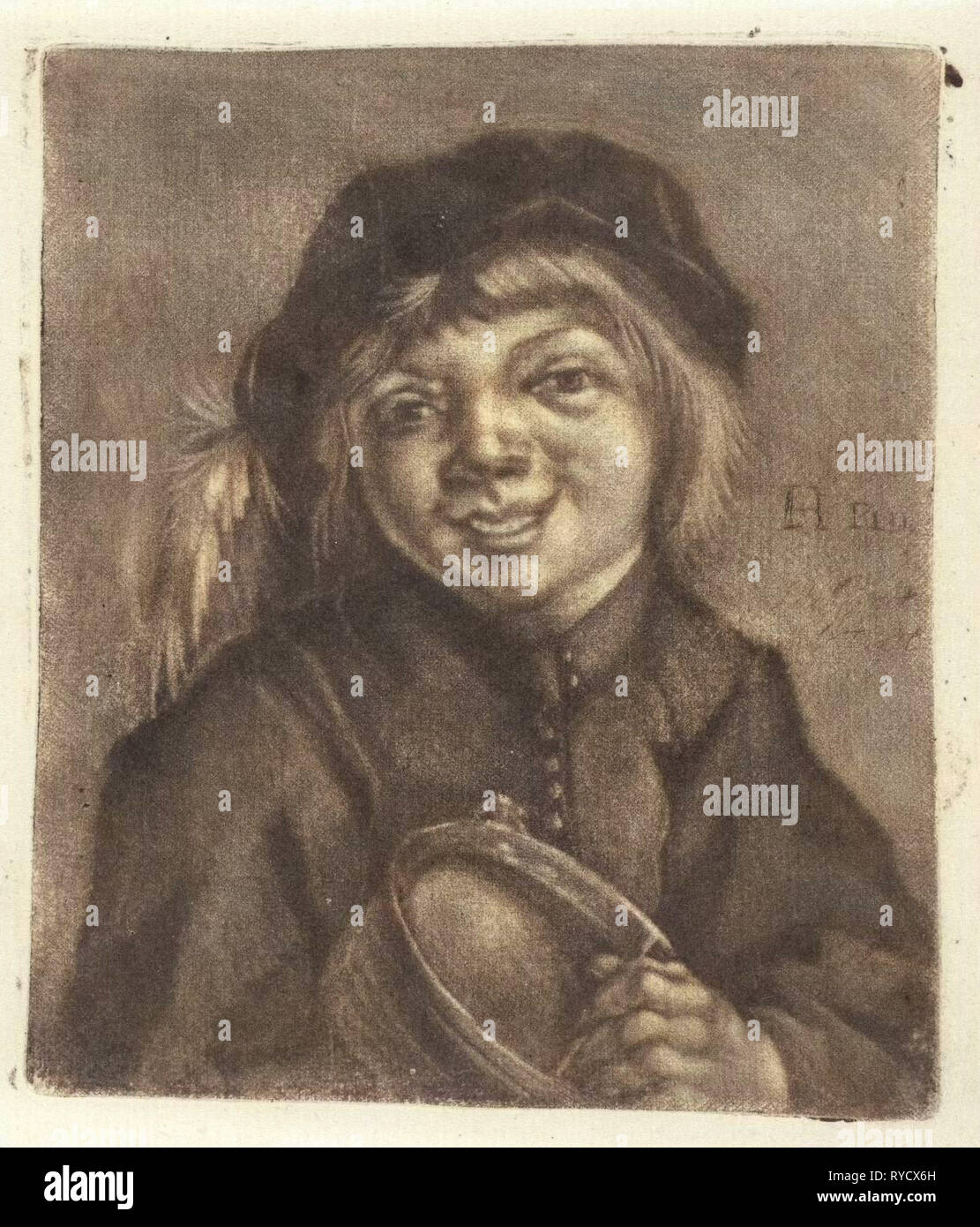 Garçon avec un bol et une cuillère, Jan de Groot, 1698-1776 Banque D'Images