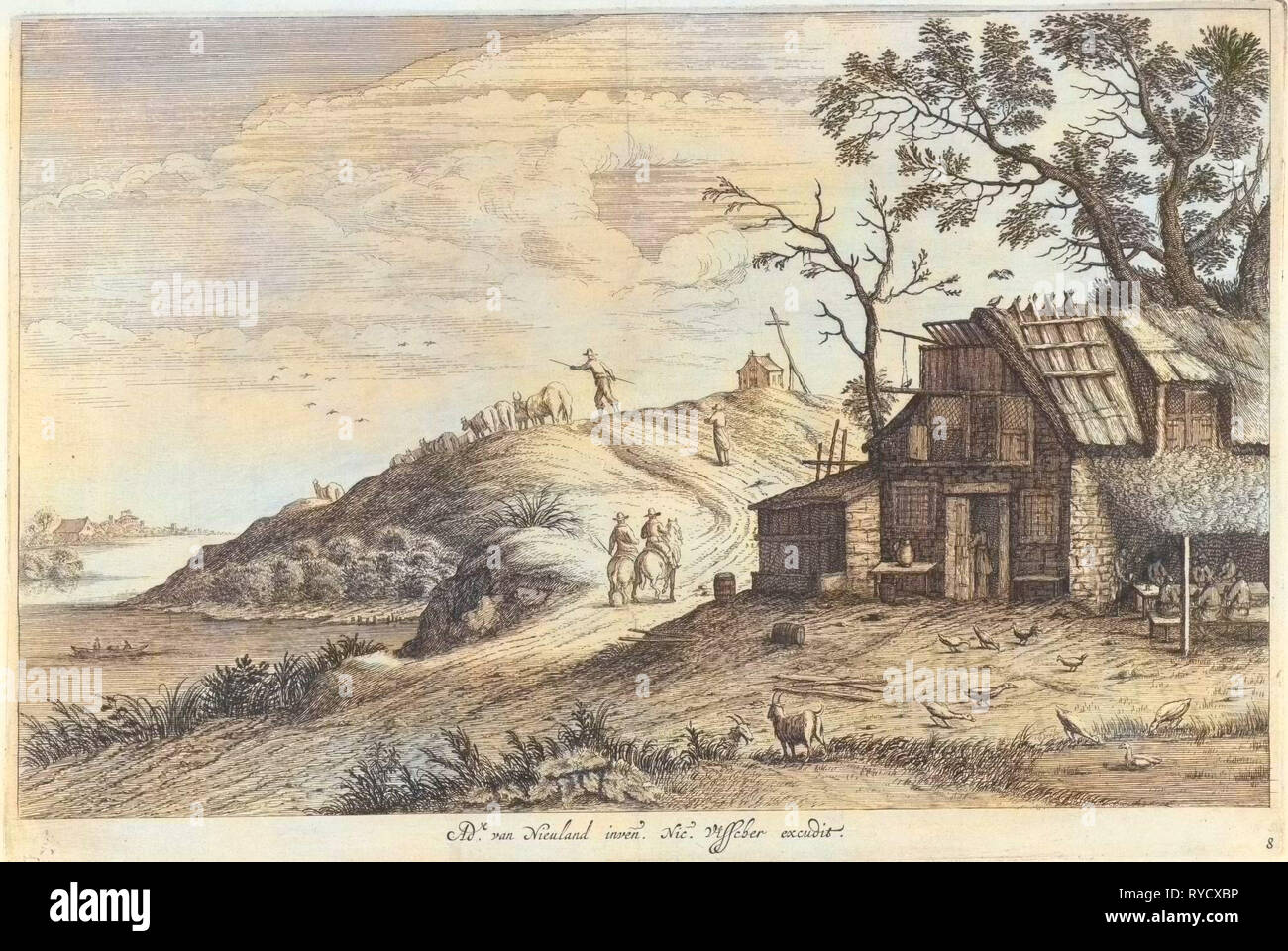 Une auberge, Pieter Nolpe, Nicolaes Visscher I, 1623-1653 Banque D'Images