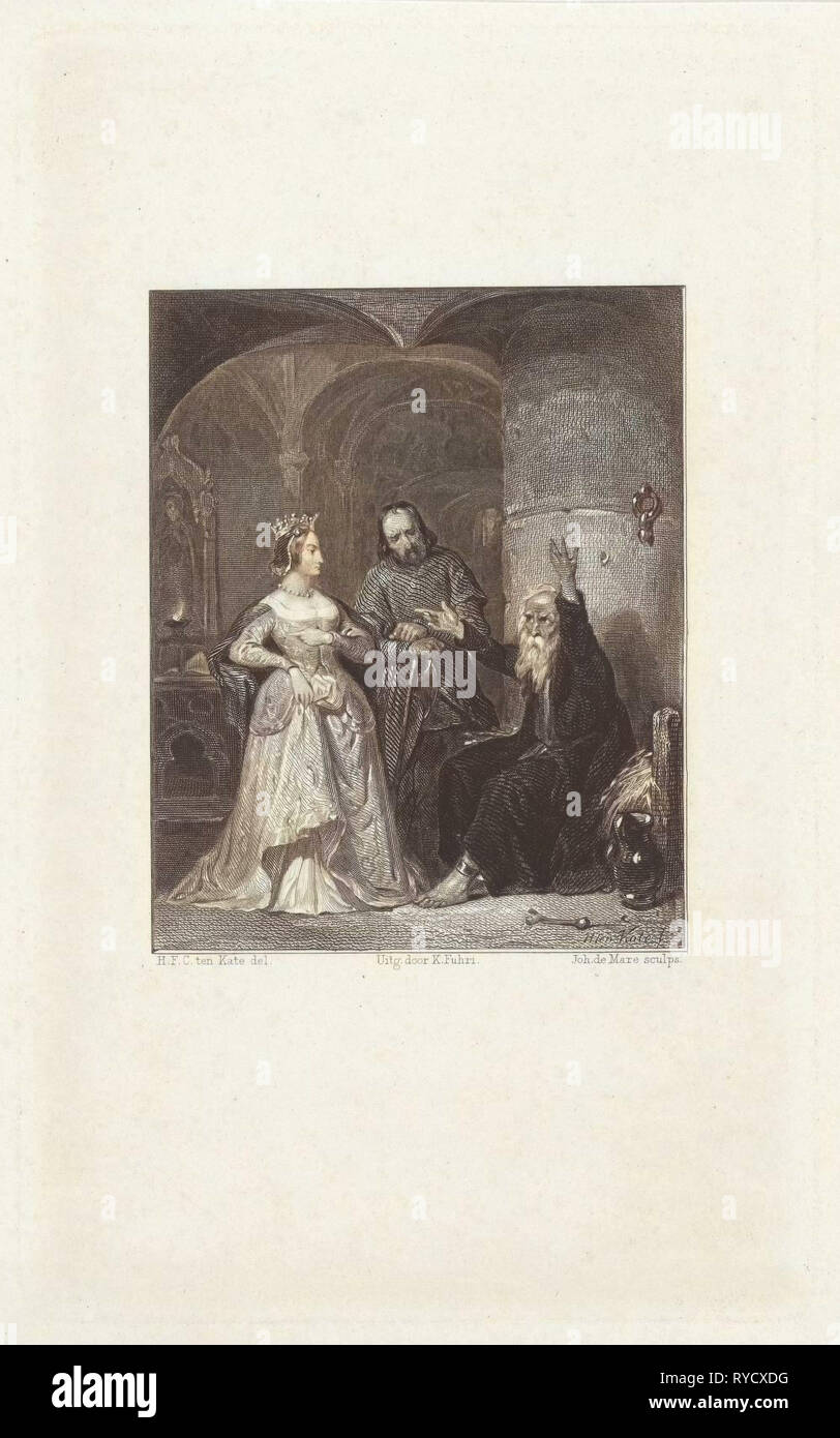 Dame couronné près d'un homme enchaîné, Johannes de Mare, Koenraad Fuhri, 1837-1855 Banque D'Images
