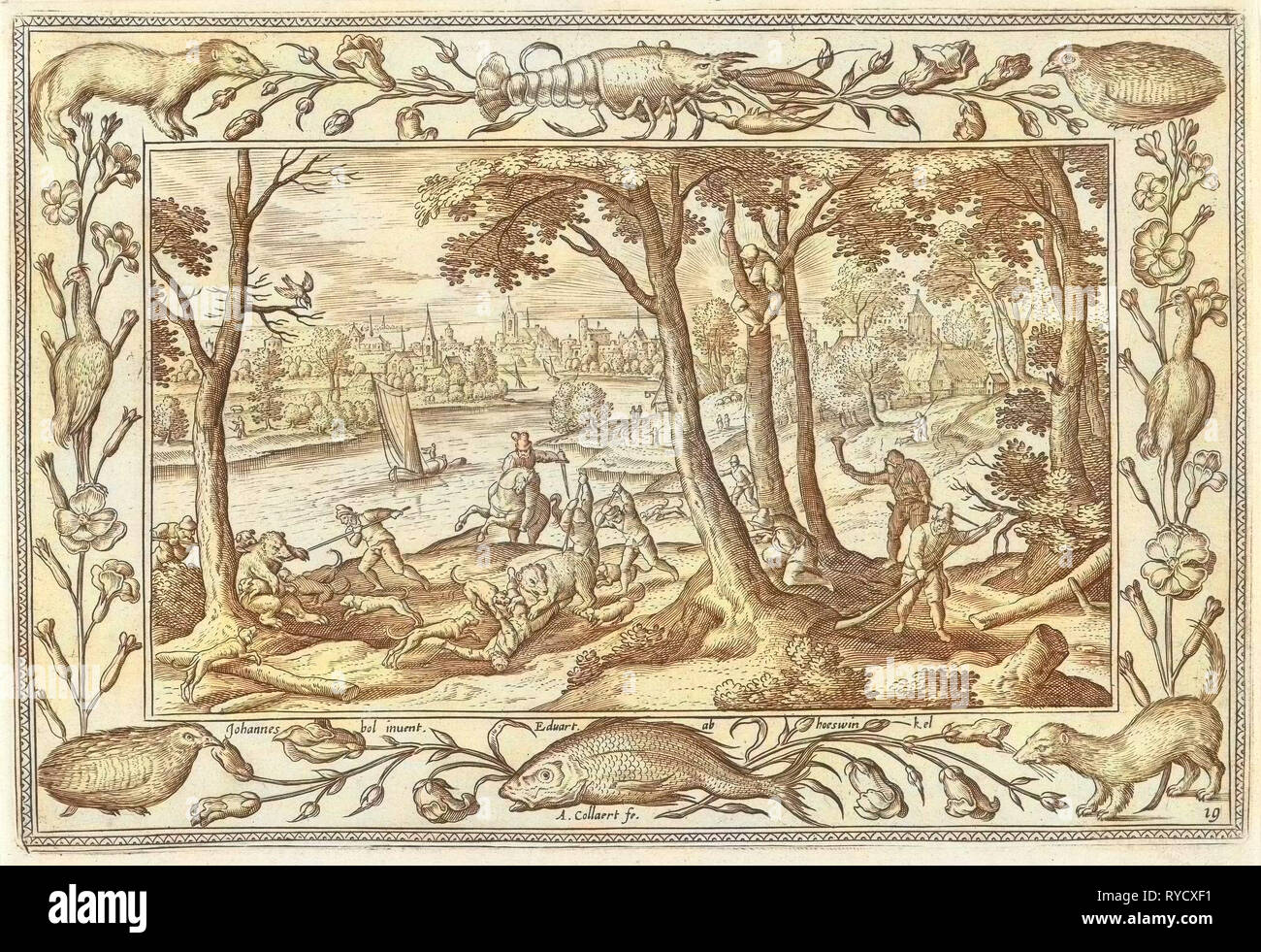 La chasse à l'ours, Adriaen Collaert, Eduwart Hoes Winckel, 1582-1586 Banque D'Images