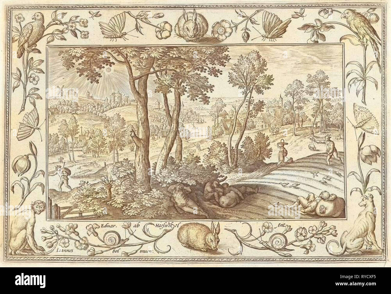 Les mauvaises herbes parmi le blé, Adriaen Collaert, Eduwart Hoes Winckel, 1582-1586 Banque D'Images