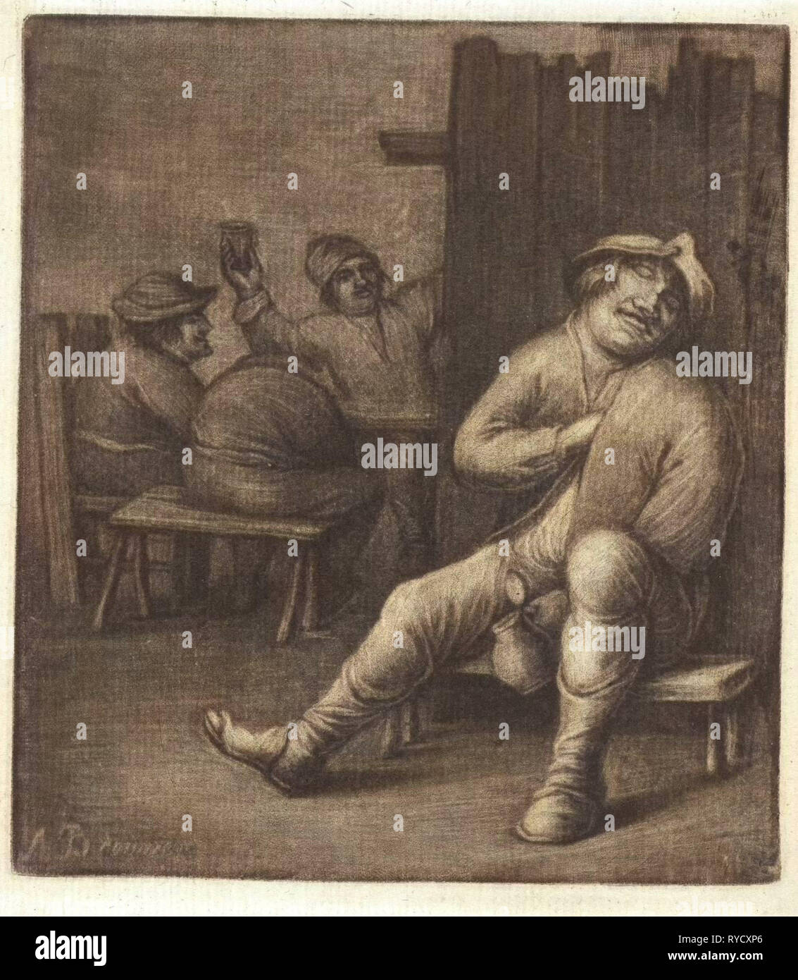 Homme endormi dans une taverne, Jacob, 1723 - 1789 Hoolaart Banque D'Images